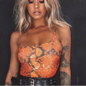 Tiger Mist Orange Snake Print Bodysuit NWT